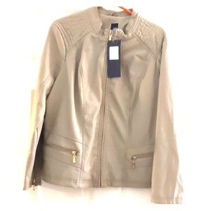 NWT Faux Taupe Leather Jacket